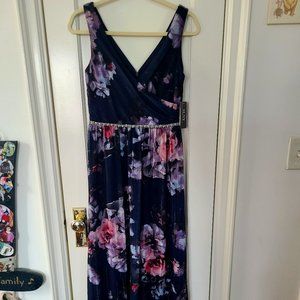 Blue and pink floral gown